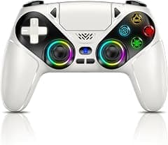 Gamrombo LED Wireless Controller for PS5, Compatible with PS5 Pro/Slim/PC, Dual Vibration, Macro/Turbo Function, 3.5mm Audio Jack, 6-Axis Motion Contro Gamepad with Speaker (White) - متتبع أسعار Amazon.sa