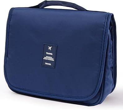 Aputue Toiletry Bag, Large Capacity Hanging Cosmetic Bag with Hanging Hook, Full Sized Travel Toiletry Bag Detachable Makeup Pouch, Waterproof Makeup Bag for Men and Women (Dark Blue) on Amazon - Best Deal Finder