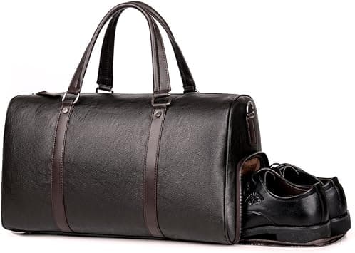 Men Gym Bag Leather Travel Overnight Duffel Bag Sports Luggage Tote For Men, brown, One_Size on Amazon.ae - Price Tracker