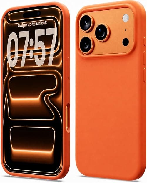 TR-PLANET for iPhone 17 Pro Liquid Silicone Case, Microfiber Lining Shockproof Slim Thin Phone Case, Lightweight Rubber Gel Soft TPU Back Cover Compatible With iPhone 17 Pro, Orange on Amazon.ae - Price Tracker
