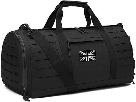 QT&QY 40L Military Tactical Duffle Bag for Men Sport Gym Fitness Tote Travel Training Workout with Shoe Compartment Football Weekender, Uk-black on Amazon - Best Deal Finder