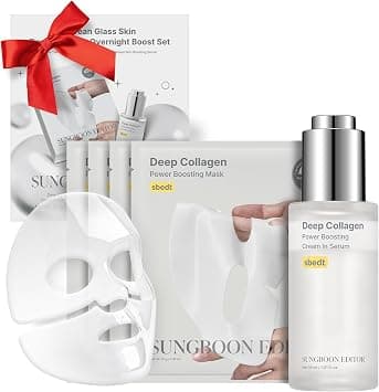 SUNGBOON EDITOR Deep Collagen Boost Set | Collagen Face Mask & Serum for Face, Real collagen 2,160,000ppb, Volufiline, Glass Skin, Skin Elasticity, Volumizing, Korean Skin Care, 37gx4ea & 1.01fl.oz على Amazon.ae - متتبع الأسعار