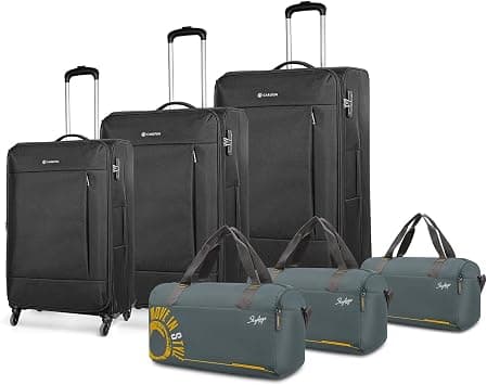 VIP Widget Durable Polyester Soft Sided Cabin Carry-On Luggagespinner Wheels with Quick Access Front Pockets, Black & Grey, Set of 6 (Small, Medium, Large), Luggage on Amazon - Best Deal Finder