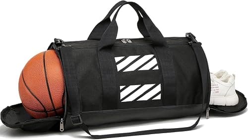 Basketball Gym Bag Sports Holdall Bags for Men with Shoes & Ball Compartment, 40L Carry on Travel Duffle Bag, Sports Equipment Bag for Swimming Basketball Football Kit Bag, Black on Amazon.ae - Price Tracker