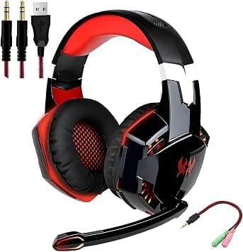 G2000 Gaming Headset with Mic Stereo Surround Sound Wired Headphones with LED Light Noise Reduction Earphones for Gaming Console Desktop Computer Laptop Pro Gamers Accessories Black Orange on Amazon - Best Deal Finder