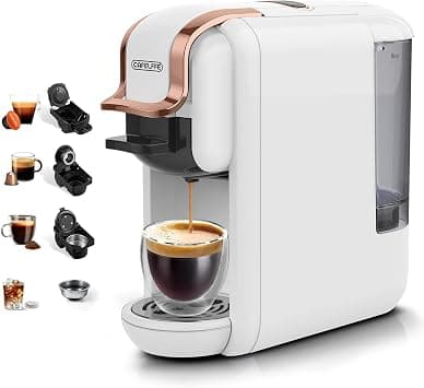 Cafelffe MK-603 Capsule Coffee Machine, 19 Bar 4-in-1 Hot/Cold Espresso Maker, Compatible Nes*/DG* Pod/Coffee Powder, 220V Saudi Arabia Use, Fast Brew, Compact for Home/Office - Easy Clean,White - متتبع أسعار Amazon.sa