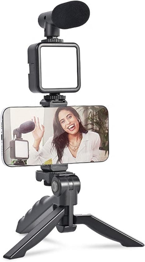 Coku 6 in 1 Vlogging Kit for iPhone, Android with Tripod | LED Light, Cardioid Microphone, Phone Holder, Bluetooth Remote & Microphone Cable | Video Making Kit for Camera, Video Shoot, Youtubers on Amazon.ae - Price Tracker