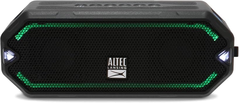 Altec Lansing - HydraJolt Wireless Bluetooth Speaker, Waterproof Portable Speakers with Built in Phone Charger and Lights, Everything Proof Outdoor, Shockproof, Snowproof, 16 Hours Playtime (Black) on Amazon - Best Deal Finder