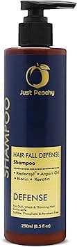 Just Peachy Hair Fall Defense Shampoo | Redensyl + Keratin + Moroccan Argan Oil + Biotin | Color Safe | For Dull, Weak & Thinning Hair | No Sulfate, Paraben, Phosphates | 100% Vegan | 250ml on Amazon.ae - Price Tracker