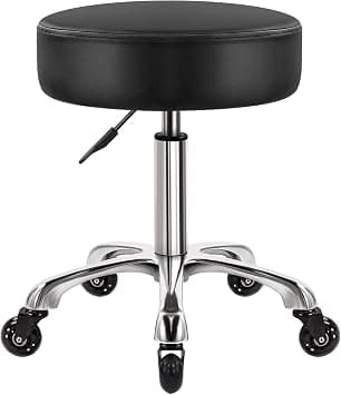 WKWKER Heavy Duty Rolling Stool with Wheels Hydraulic Swivel Adjustable Rolling Chair Ergonomic Thick Leather Seat Stool Chair for Kitchen Drafting Lab Office Salon Message Stool – Black على Amazon.ae - متتبع الأسعار