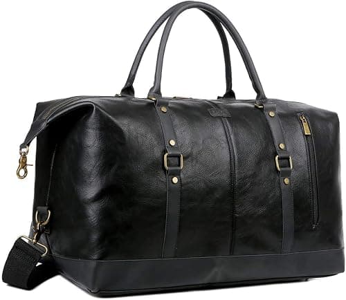 BAOSHA Leather Travel Duffel Tote Bag Overnight Weekender Bag Oversized for Men and Women HB-14, Black, Large, Classic on Amazon.ae - Price Tracker