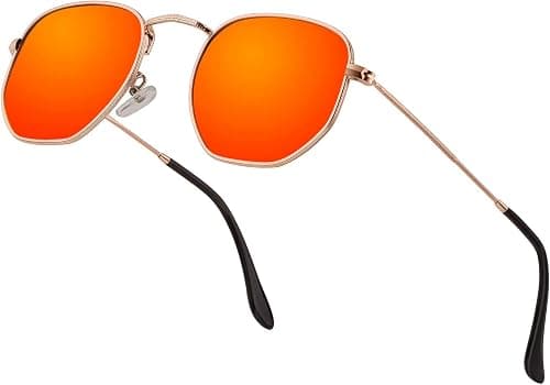 Hipster Hexagonal Polarized Sunglasses Men Women Geometric Square Small Vintage Metal Frame Retro Shade Glasses on Amazon.ae - Price Tracker