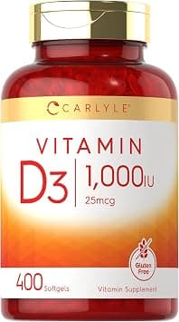 Carlyle Vitamin D3 1000IU | 400 Softgels | 25 mcg | High Potency | Non-GMO & Gluten Free Supplement على Amazon.ae - متتبع الأسعار