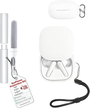 Shockproof Waterproof Silicone Case for Anker Soundcore Liberty 4 Pro, Soft Slim Cover with Lanyard, Keychain & Cleaner Kit, White on Amazon.ae - Price Tracker