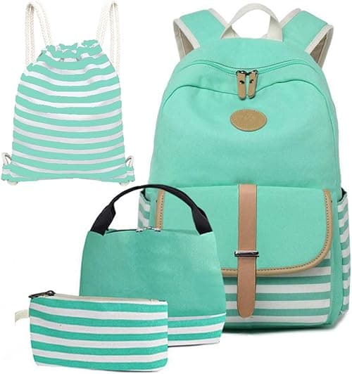 Joyfulife School Backpacks for Teen Girls Lightweight Canvas Backpack Student Bookbags with Lunch Bag 4 in 1 on Amazon.ae - Price Tracker