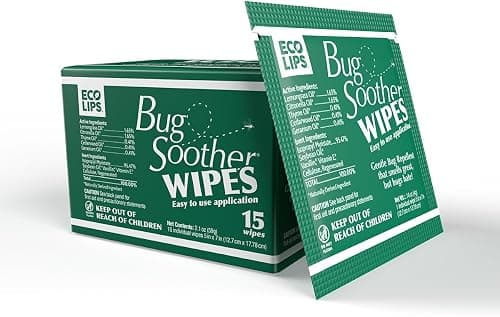Bug Soother Wipes (15-ct) - Natural Yellow Fever, Malaria, and Common Mosquito Repellent & Deterrent - 100% DEET-Free Safe Single-Use Bug Wipes for Adults, Kids, & Pets - Made in USA on Amazon - Best Deal Finder
