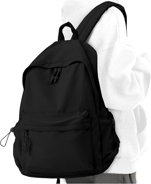 Black School Backpack, Cute Bookbag for School Teens Gilrs Boys, Lightweight Back Pack Rucksack for Women Men على Amazon.ae - متتبع الأسعار