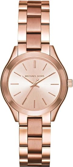 Michael Kors Watch for Women Slim Runway, 42mm case size, Three Hand movement, Stainless Steel strap - متتبع أسعار Amazon.sa