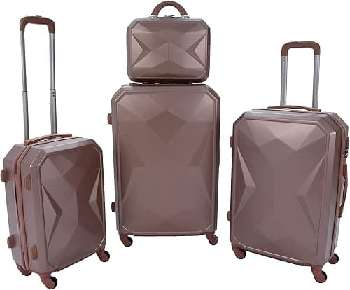 Murano 4 Piece Travel Luggage Set Hardside Luggage Trolley Bags with Wheels and Safety Lock with Makeup Bag and Personal Care Bag, Rosegold, 28/24/22/14 Inch on Amazon.sa - Price Tracker