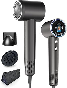 Hair Dryer, 3.6 Billion Plasma Ionic Hairdryer, 110000RPM High Speed Blow Dryer Fast Drying, Low Noise Thermo-Control Hair Dryer with Diffuser & Nozzle Storage Bag,Child/Pet Mode,LED Display,Cool Shot on Amazon.ae - Price Tracker