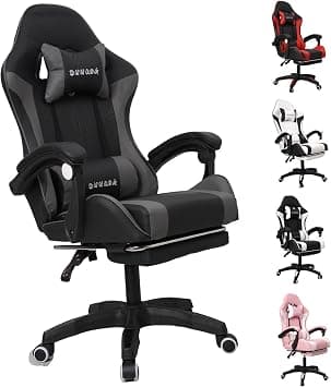 Gaming Chair with Footrest Ergonomic Computer Chair 90°–135° Adjustment Backrest Perfect for Long Gaming & Office Sessions (Black Gray) على Amazon.ae - متتبع الأسعار