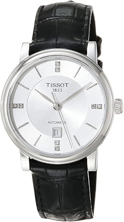 Tissot Womens Carson Premium Lady Automatic 316L Stainless Steel case Automatic Watch, Black, Leather, 15 (T1222071603601) on Amazon.ae - Price Tracker