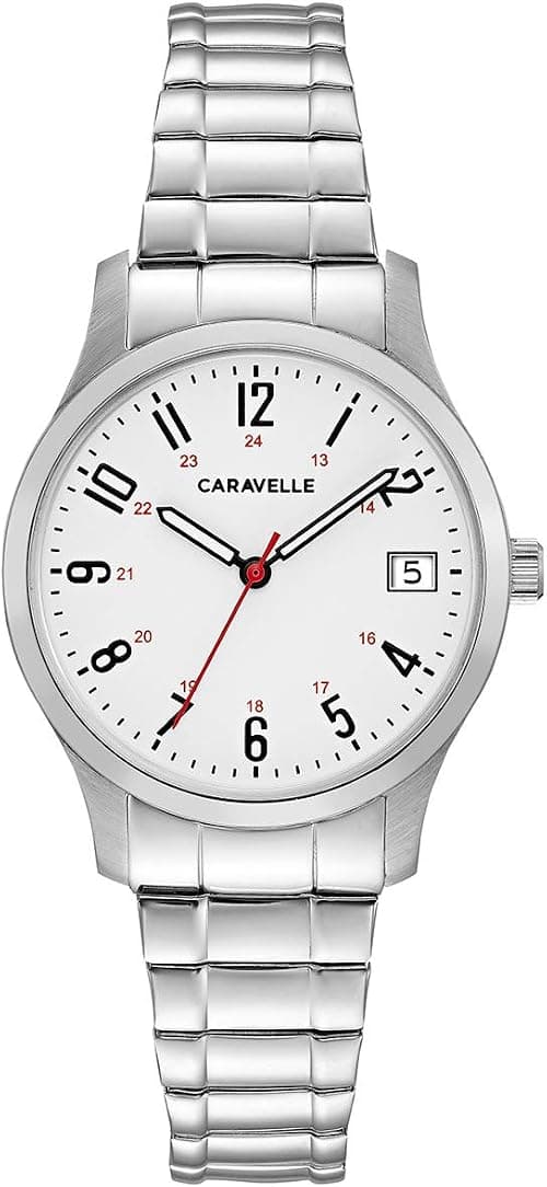 Caravelle by Bulova Ladies' Traditional Expansion Band Watch, 3-Hand Date, Arabic Markers, Luminous Hands on Amazon.ae - Price Tracker