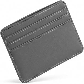 Men's Slim Card Holder Wallet, PU Leather, Minimalist Front Pocket Wallet, Lightweight (Gray) on Amazon.ae - Price Tracker
