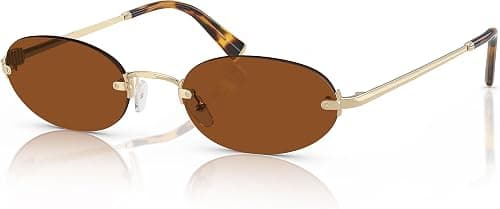 Retro Small Oval Sunglasses for Women Men, 2025 Trendy Rimless Sun Glasses Fashion Narrow Shades Y2K Designer Sunnies on Amazon.ae - Price Tracker