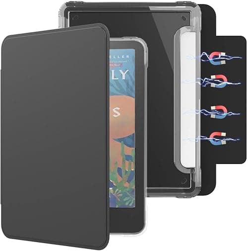 Vurtboly Detachable Magnetic Case for All-new 7'' Kindle Colorsoft 2025/2024 and Kindle Paperwhite 12th Gen 2024, Slim PU Shell Cover Scratch-Proof Clear PC Back Case with Auto Wake/Sleep (Black) on Amazon.ae - Price Tracker