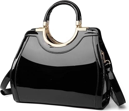 LJOSEIND Women’s Handbags Designer Purses Satchel Totes Structured Shoulder Bags, Black, Medium on Amazon.ae - Price Tracker