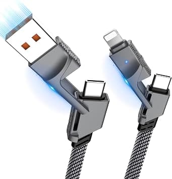 4 in 1 USB C Cable, 60W Fast Charging, Flat Braided, Dual Type C Cord, Multi Charger for iPhone 16 15 14 13 Pro Max/15 Plus/15 Pro/Galaxy S24 S23/MacBook,6.56FT on Amazon.ae - Price Tracker