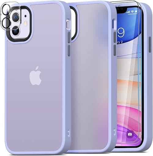 Mootobo Case for iPhone 11 with 2 Tempered Glass and 1 Protective Camera, Shockproof Anti-Scratch Bumper Case for iPhone 11 Case, Translucent Matte Back Cover Slim Shockproof Case 6.1 Inch, Purple على Amazon.ae - متتبع الأسعار