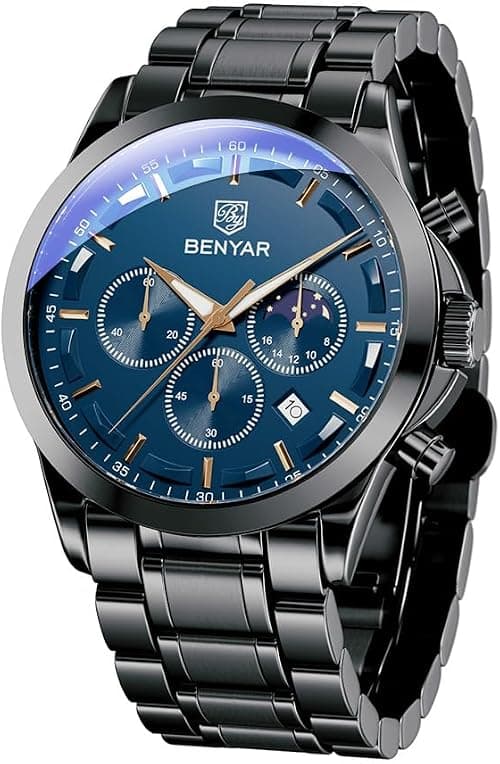 BY BENYAR Mens Watches BY BENYAR Chronograph Analog Quartz Movement Stylish Sports Designer Wrist Watch 30M Waterproof Elegant Gift for Men on Amazon.ae - Price Tracker