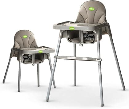 Baybee Baby High Chair for Feeding 2 in 1 Adjustable Baby Feeding Chair with 2 Adjustable Heights, Footrest, Tray, Mobile Stand, 3 Point Safety Belt | Kids High Chair for 6 Months to 3 Years (Grey) على Amazon.ae - متتبع الأسعار