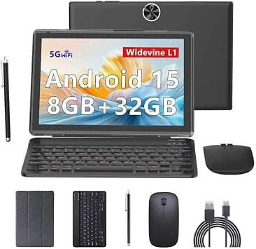 2024 Android 14 Tablets 10 Inch, 2 in 1 Tablet, Tablet with Keyboard Case, 8GB+64GB ROM/512GB Computer Tablets, Quad Core, HD Touch Screen, Dual Carema, Games, Wi-Fi, BT, Google GMS Black | 8GB+32GB+2TB Expand | 1280 * 800 IPS Touch Screen Computer | 5G WiFi 6, L1 | Long Battery Life Tablet (Black) على Amazon.ae - متتبع الأسعار