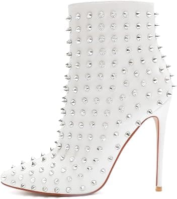 COLETER Women's Rhinestone Ankle Boots with Rivets Closed Pointed Toe Stilettos Autumn Warm Dress Booties on Amazon.ae - Price Tracker