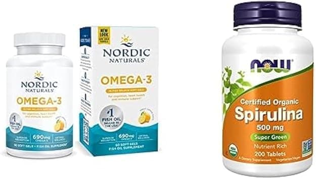 Nordic Naturals Supplement Bundle Pack : Now Foods Organic Spirulina 500mg 200 Tablets + Nordic Naturals Omega-3 in Fish Gelatin, 60 Softgels on Amazon.ae - Price Tracker