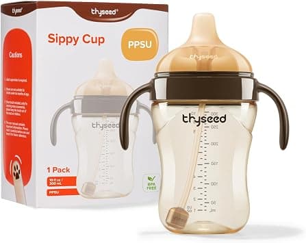 Thyseed Infant Spill Proof Weighted Straw Sippy Cups with Handles and Lids Breastfed Baby First Soft Spout Top Training Water Cup Toddler Boy Girl No Leak Transitioning Bedtime Milk Bottles 6 Months+ on Amazon.ae - Price Tracker