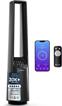 Pro Breeze 40" WiFi Smart Bladeless Tower Fan with DC Motor - Ultra Quiet Air Circulator with Remote Control, LED Display, 6 Fan Speeds, 5 Operation Modes, 60° Oscillation on Amazon.ae - Price Tracker