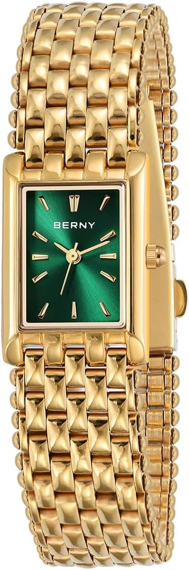 BERNY Gold Watch for Women Rectangular Wristwatch Waterproof Luxury Bracelet Watch Female Analog Quartz Watch All Stainless Steel Sun-ray Dial Birthday Present on Amazon.ae - Price Tracker