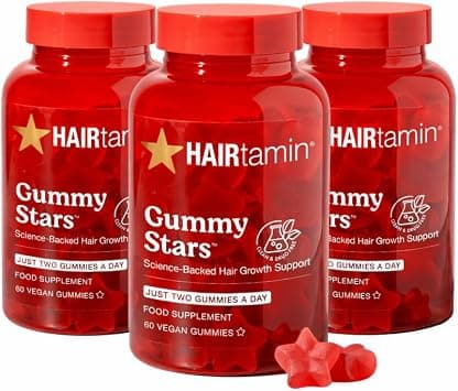HAIRtamin Vegan Gummy Stars Hair Vitamins | Non-GMO | Natural Biotin Hair Vitamin Gummies to Maintain Healthy Hair Skin & Nails | Multivitamin Supplement to Help Maintain Healthy Looking Hair (3-Pack) on Amazon.ae - Price Tracker