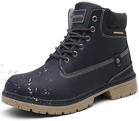 Snow Boots Womens Mens Winter Flat Ankle Boots Warm Fur Lined Fashion Combat Leather Shoes Casual Work Walking Hiking Lace Up Outdoor Trainer Urban على Amazon.ae - متتبع الأسعار