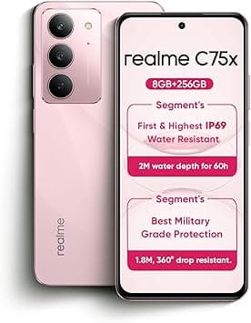 Realme C75x 4G Smartphone | 8GB RAM 256GB ROM | 6.67" 120Hz FHD+ Display | 50MP AI Camera | 5310mAh Battery | IP69 Rugged | 45W Fast Charging | 1 Year Warranty |Middle East Version (Coral Pink) on Amazon.ae - Price Tracker