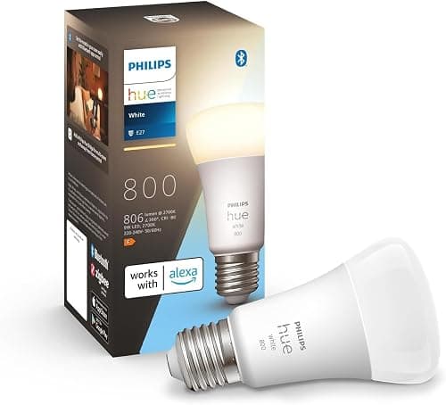 فيليبس هيو مصباح LED ذكي ابيض A60 E27 - ضوء ابيض دافئ - قابل للتعتيم - يتصل بالبلوتوث او جسر هيو - يعمل مع اليكسا وجوجل هوم على Amazon.sa - متتبع الأسعار