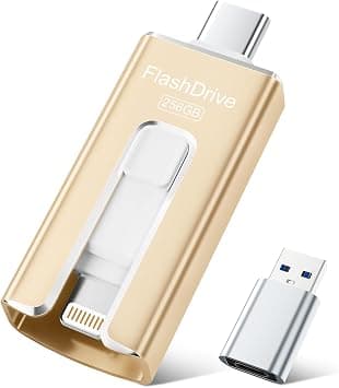 SUDEHO USB Stick 256 GB for iPhone, MFi Certified USB-C & Lightning Memory Stick, 3-in-1 Memory Stick for iPhone/iPad/Android/PC, USB 3.0 Photo Stick, Fast Photo & Video Transfer, Gold on Amazon.ae - Price Tracker