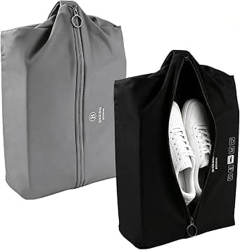 2 Pcs Travel Shoe Bags with Carry Handle, Waterproof Odour Proof Shoe Organiser for Suitcases and Home Storage, Suitable for Men Women Sneakers and Dress Shoes, 32 x 22 x 10 cm, Black, Grey on Amazon.ae - Price Tracker