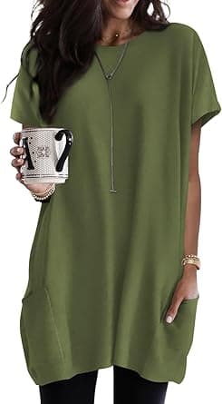Dokotoo Womens Summer Casual Shirts Short Sleeve Tunic Tops with Pockets on Amazon.ae - Price Tracker