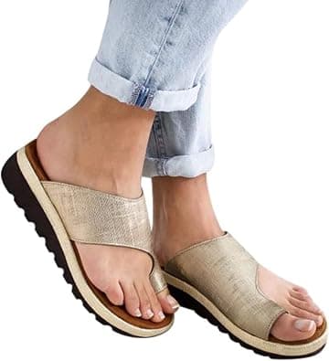 ZXTING Womens Bunion Sandals for Summer,Comfy Leather Bunion Corrector Platform Shoes for Big Toe Bone Correction,Light Weight Wedge Flip-Flop Slippers on Amazon.ae - Price Tracker