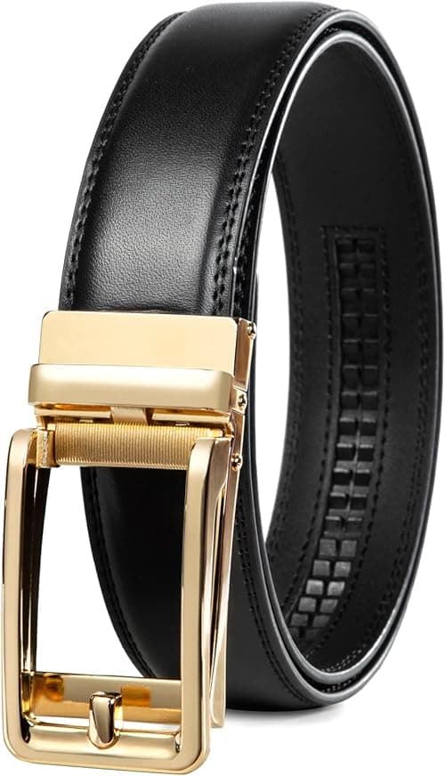 Founders & C Men's Leather Ratchet Comfort Click Belt Dress with Slide Buckle -Adjustable Trim to Fit on Amazon.ae - Price Tracker